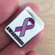 Load image into Gallery viewer, Cancer Awareness Reader Enamel Pin
