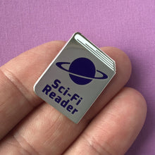 Load image into Gallery viewer, Sci-Fi Reader Enamel Pin
