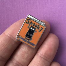 Load image into Gallery viewer, Spooky Stories Reader Enamel Pin
